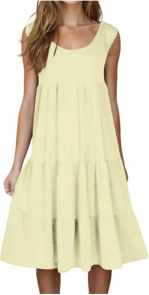 Plus Size Dresses for Curvy Women Fashion Pleated A Line 2025 Summer Dress Casual Beach Vacation Midi Sundress