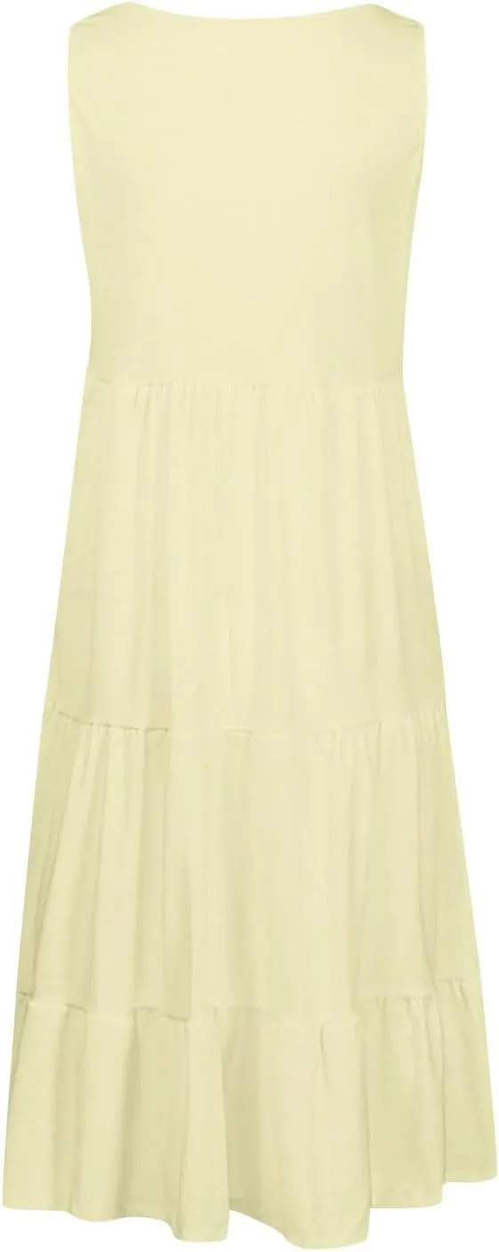 Plus Size Dresses for Curvy Women Fashion Pleated A Line 2025 Summer Dress Casual Beach Vacation Midi Sundress