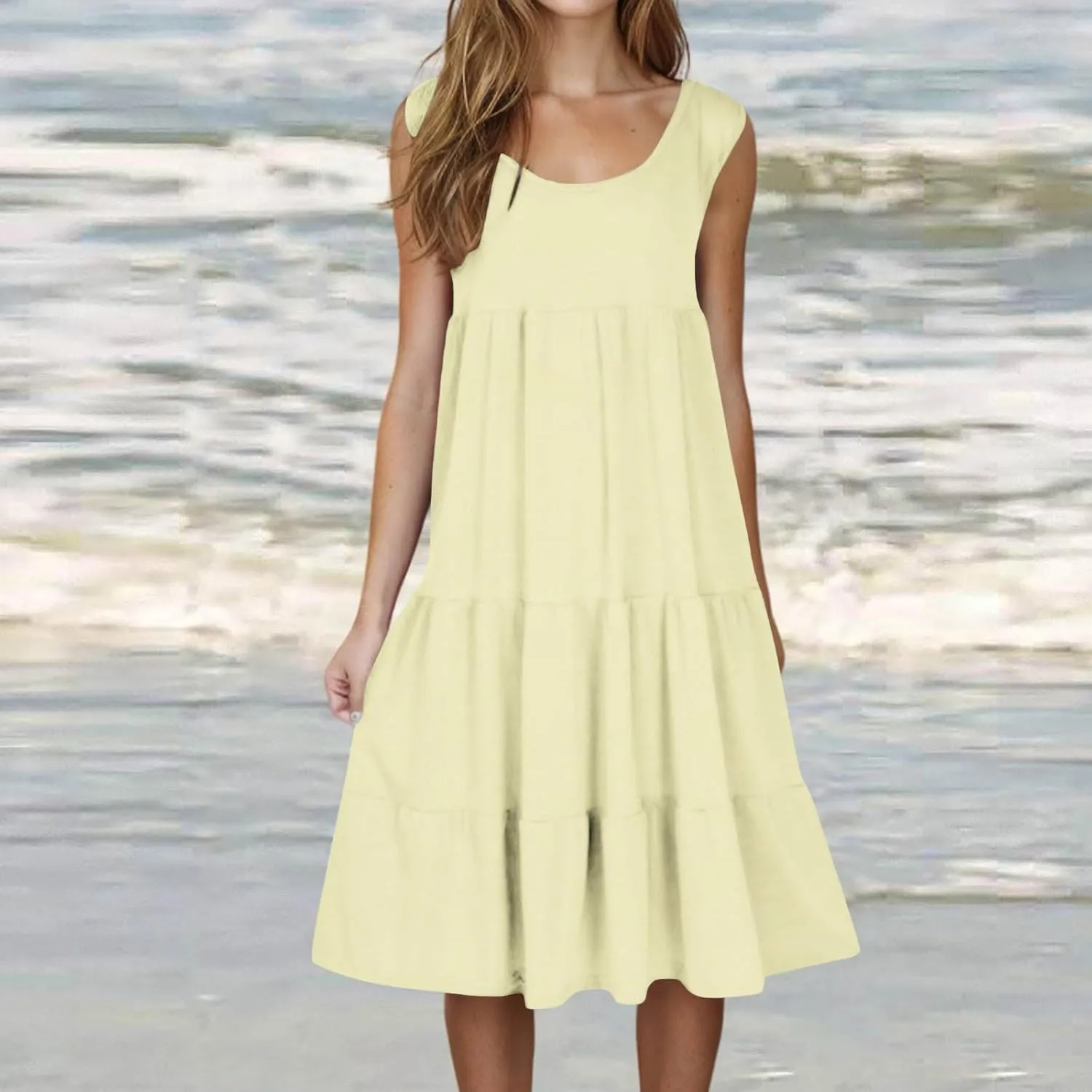 Plus Size Dresses for Curvy Women Fashion Pleated A Line 2025 Summer Dress Casual Beach Vacation Midi Sundress