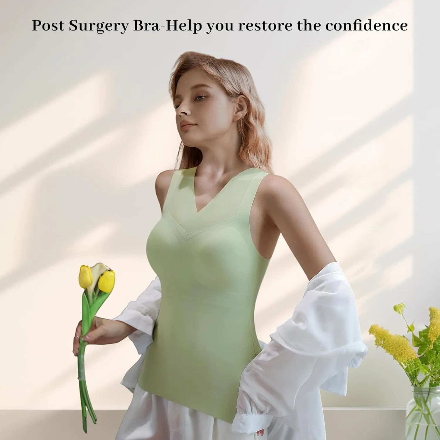 Post Surgery Mastectomy Camisole with Prosthesis Pockets, Women's Recovery Tank Top