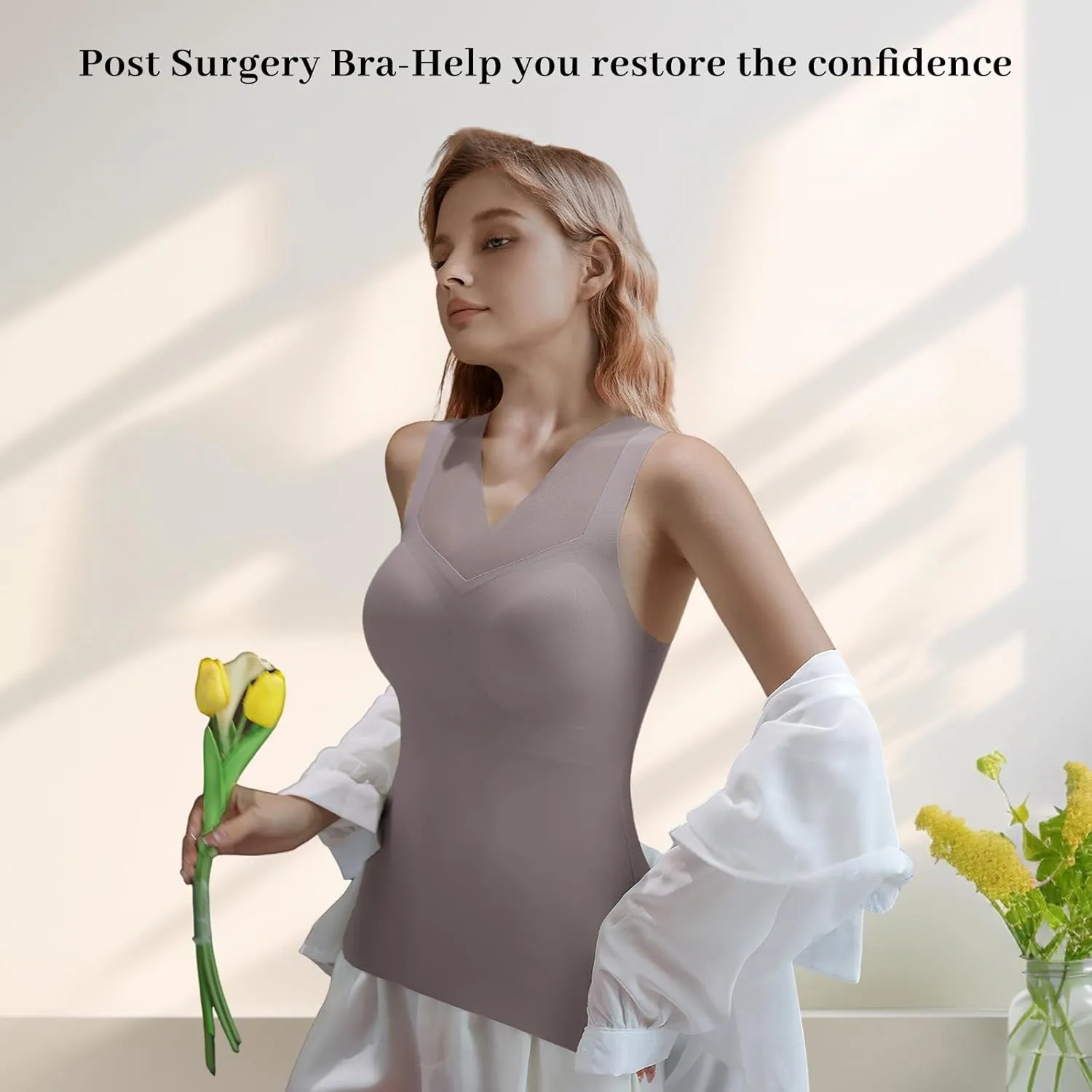Post Surgery Mastectomy Camisole with Prosthesis Pockets, Women's Recovery Tank Top