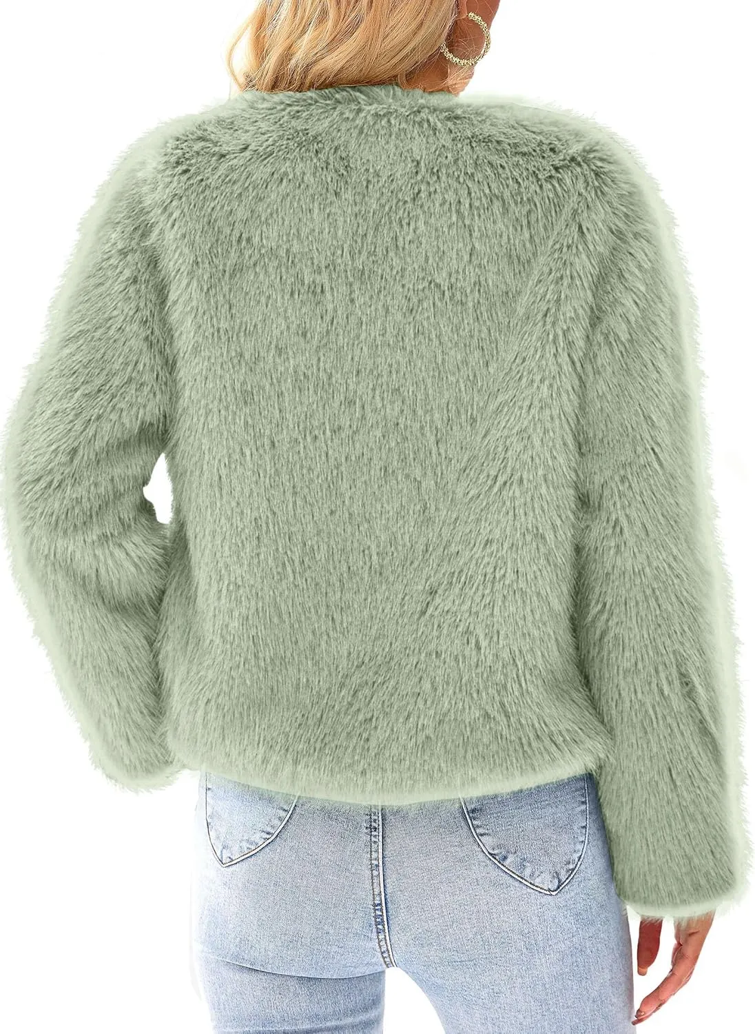 PRETTYGARDEN Women's 2025 Winter Coats Fleece Cropped Jacket Faux Fur Long Sleeve Pockets Shaggy Warm Outerwear Fall Clothes