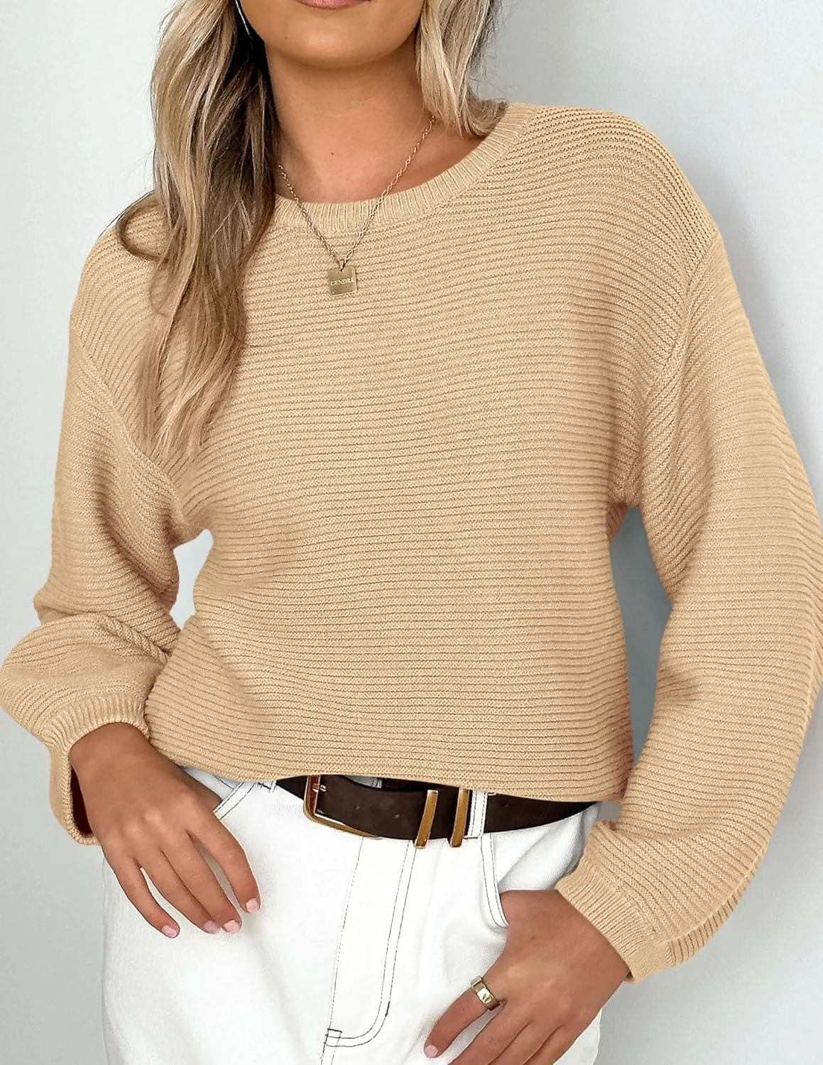 PRETTYGARDEN Womens Fall Sweaters 2025 Casual Loose Crewneck Ribbed Long Sleeve Top Knit Pullover Sweater