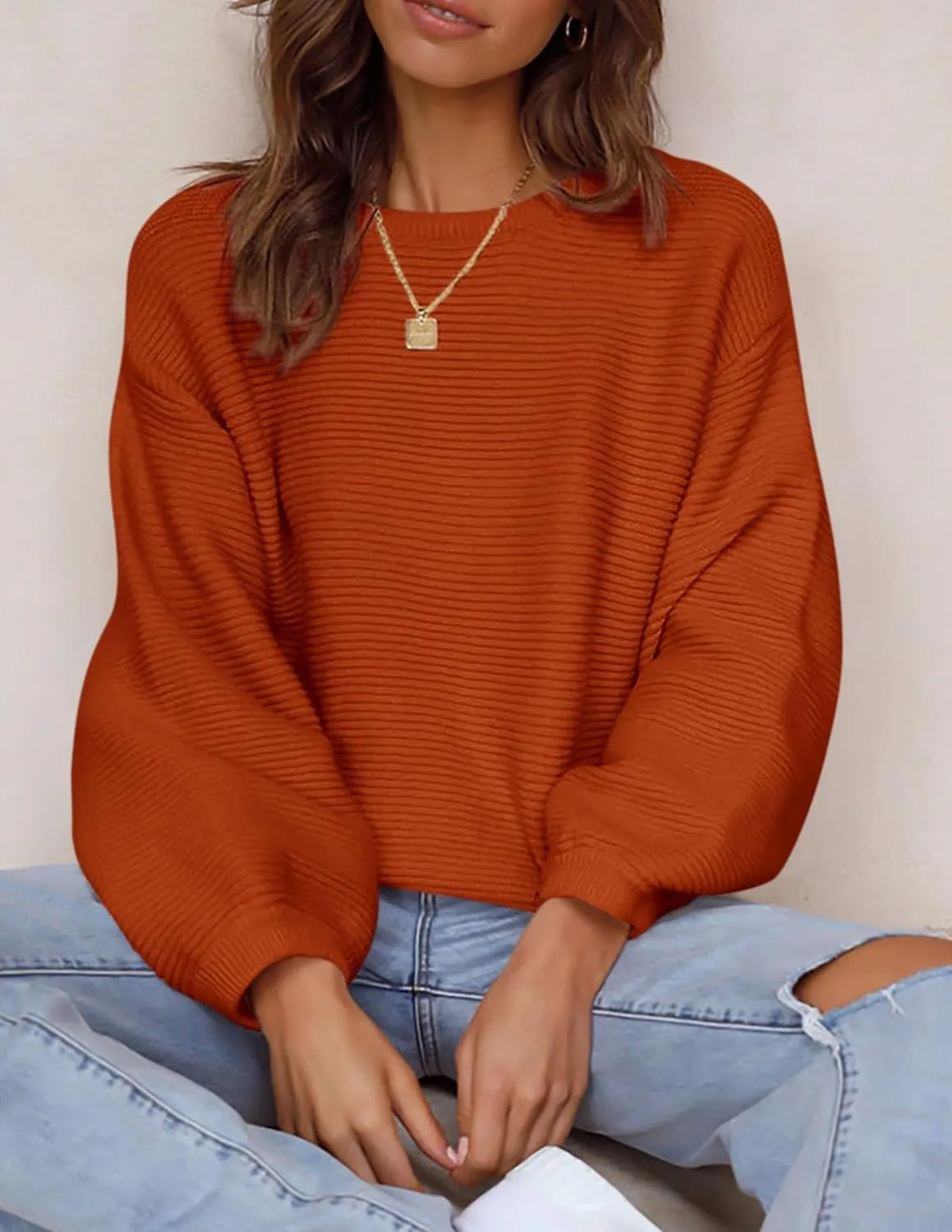 PRETTYGARDEN Womens Fall Sweaters 2025 Casual Loose Crewneck Ribbed Long Sleeve Top Knit Pullover Sweater