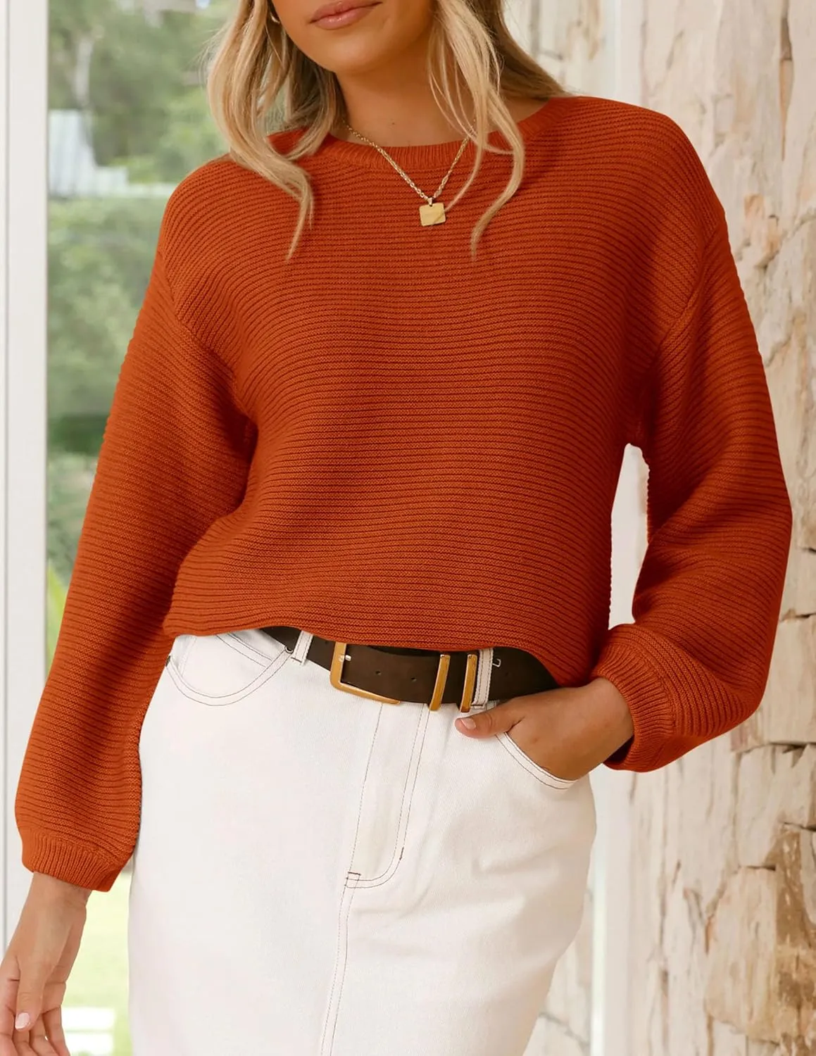 PRETTYGARDEN Womens Fall Sweaters 2025 Casual Loose Crewneck Ribbed Long Sleeve Top Knit Pullover Sweater