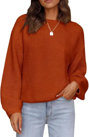 PRETTYGARDEN Womens Fall Sweaters 2025 Casual Loose Crewneck Ribbed Long Sleeve Top Knit Pullover Sweater