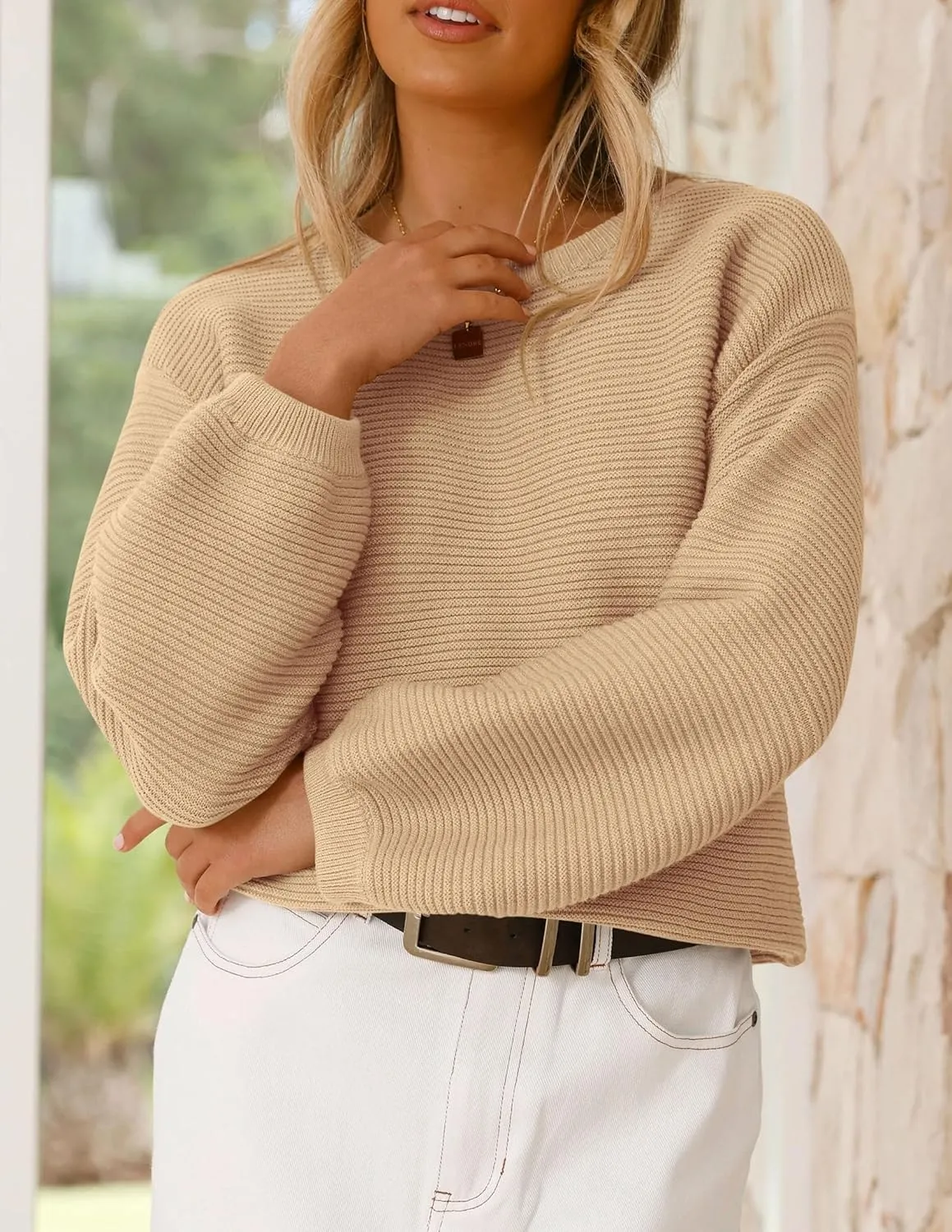 PRETTYGARDEN Womens Fall Sweaters 2025 Casual Loose Crewneck Ribbed Long Sleeve Top Knit Pullover Sweater
