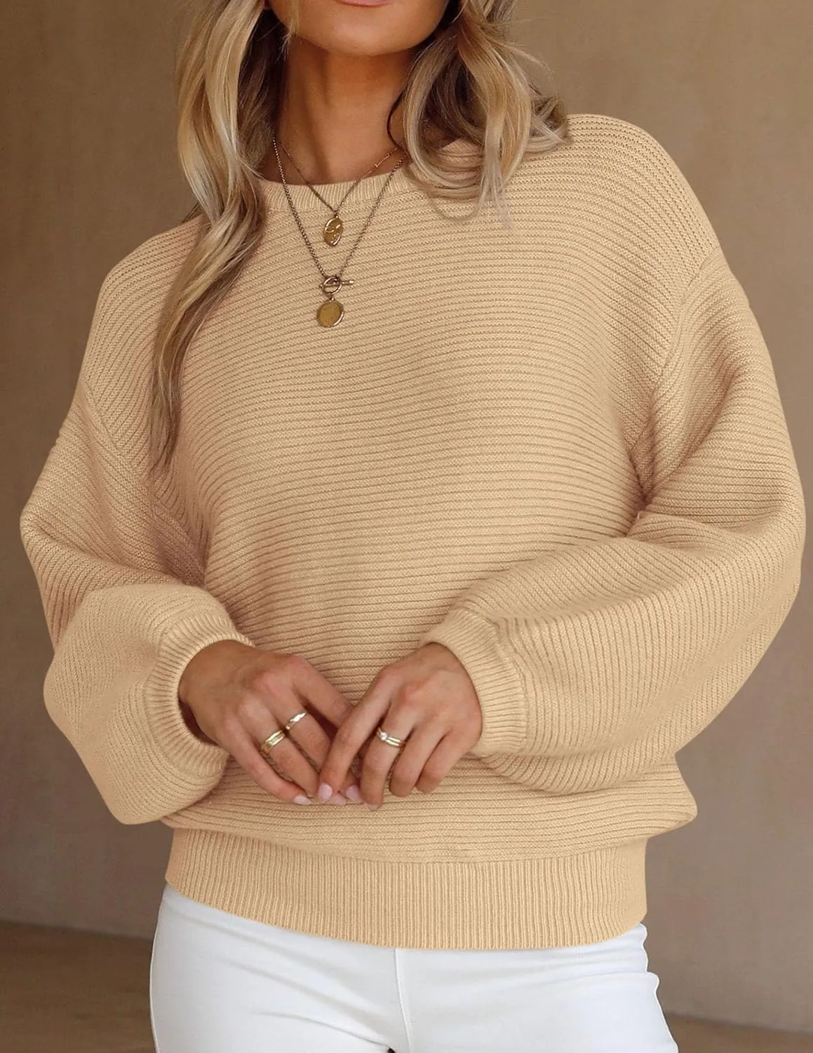 PRETTYGARDEN Womens Fall Sweaters 2025 Casual Loose Crewneck Ribbed Long Sleeve Top Knit Pullover Sweater