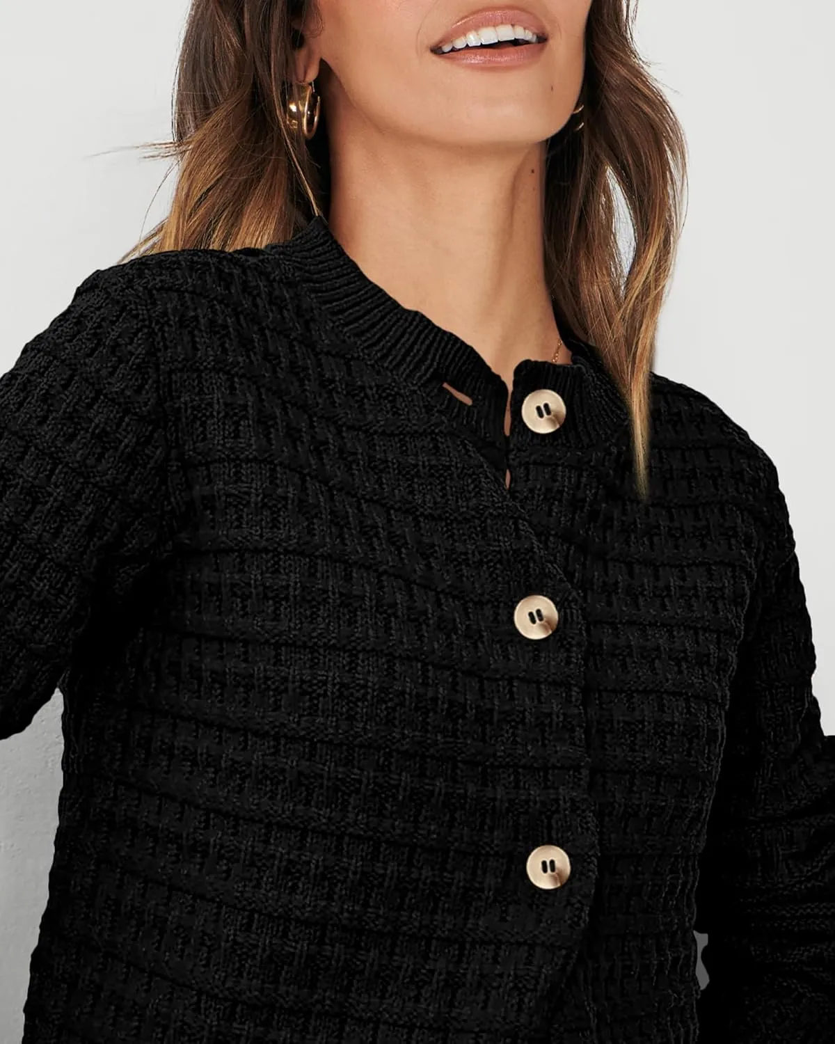 PRETTYGARDEN Women's Knit Cardigan Sweaters Casual Long Sleeve Open Front Button Down Trendy Jackets Outerwear