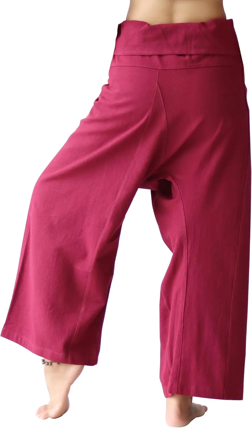 RaanPahMuang Thai Fisherman Pants Men/Women, Loose Yoga, Pirate, Harem Pants, 100% Cotton, Unisex Kimono Pants