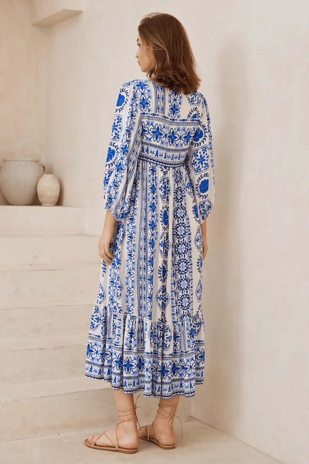 Rayne Boho Midi Dress - Blue