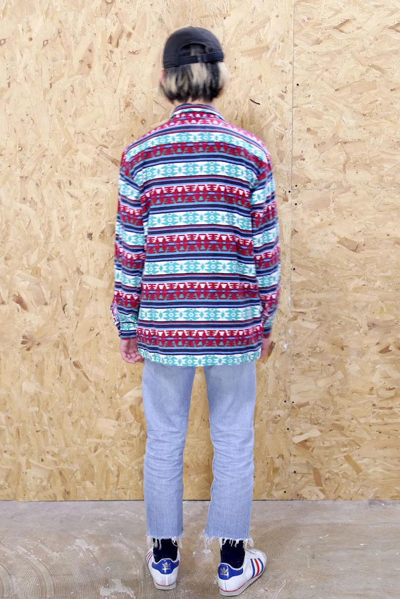 Red And Turquoise Navajo Flannel Shirt