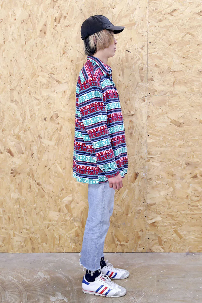 Red And Turquoise Navajo Flannel Shirt