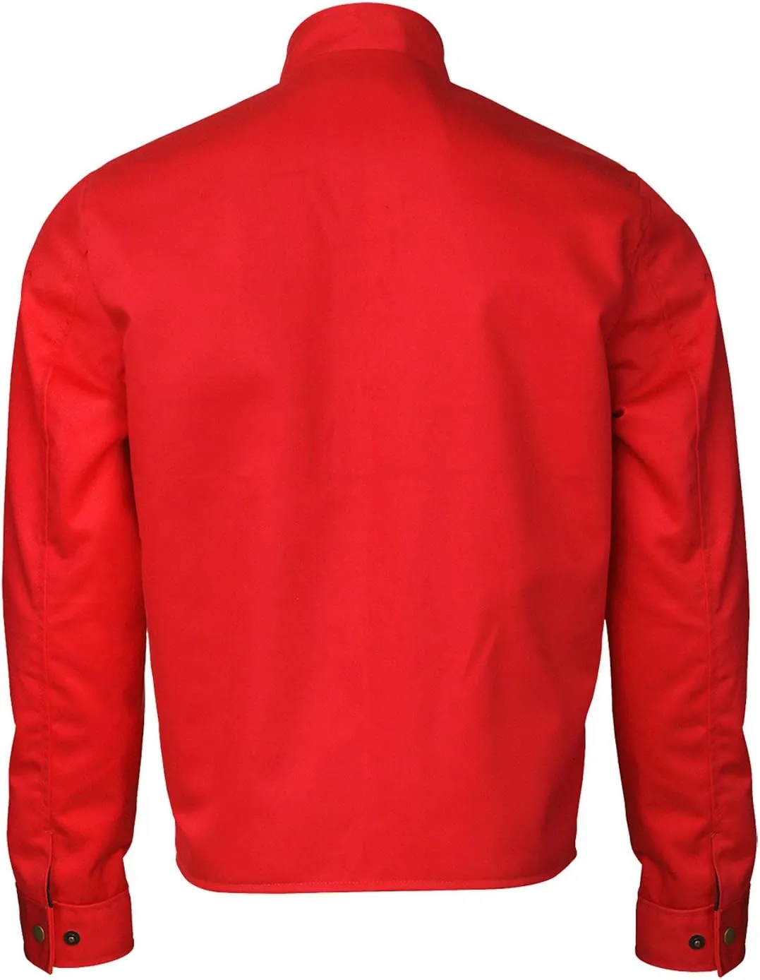 Red Vintage Racing White Stripe Cotton Biker Jacket - Blue Cotton Racer Motorcycle Jacket for Men