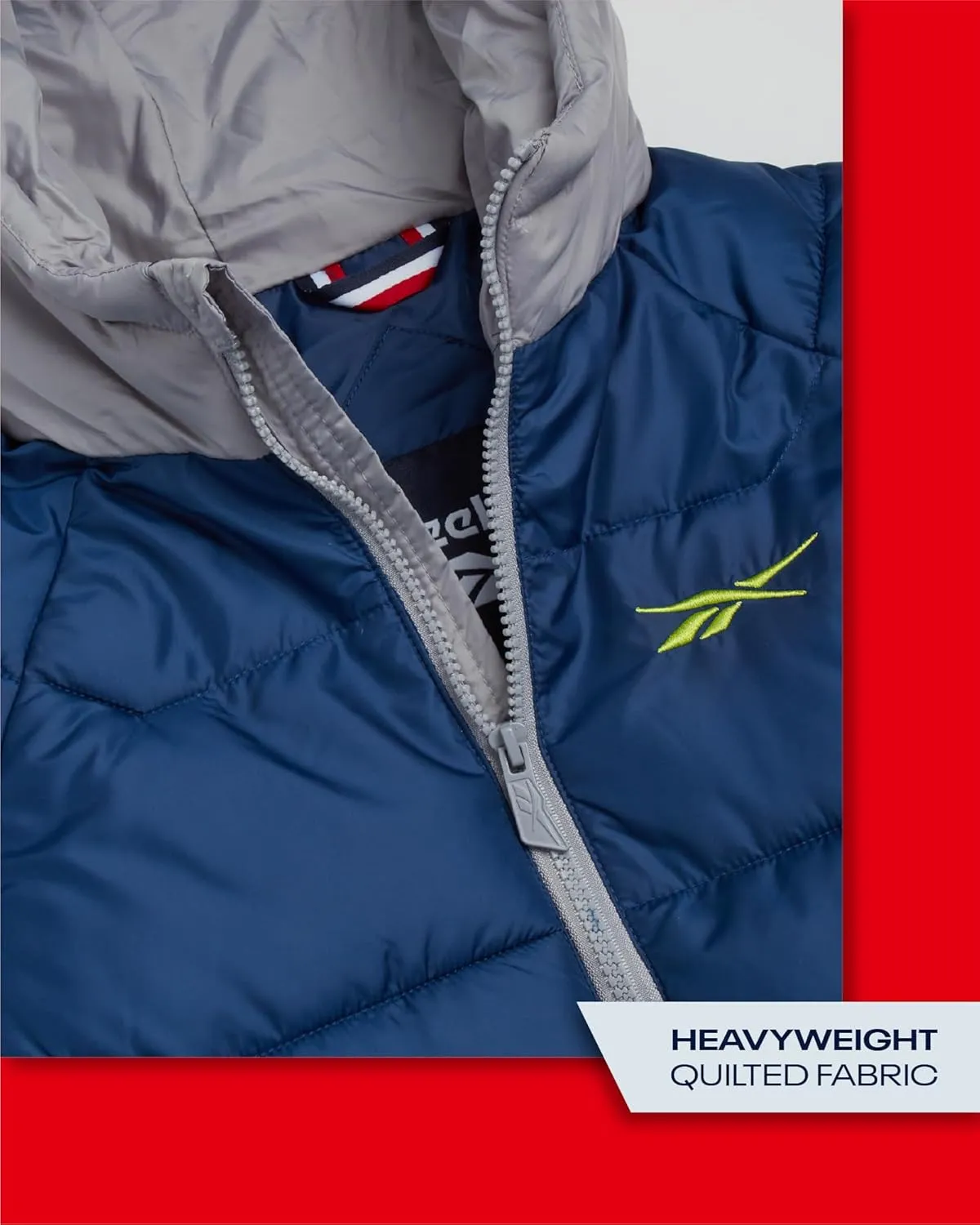 Reebok Boys' Winter Coat - Heavyweight Full Zip Up Quilted Puffer Snow Parka - Weather Resistant Ski Jacket for Boys (8-20)