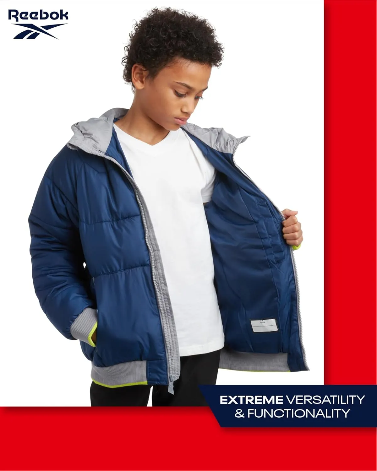 Reebok Boys' Winter Coat - Heavyweight Full Zip Up Quilted Puffer Snow Parka - Weather Resistant Ski Jacket for Boys (8-20)