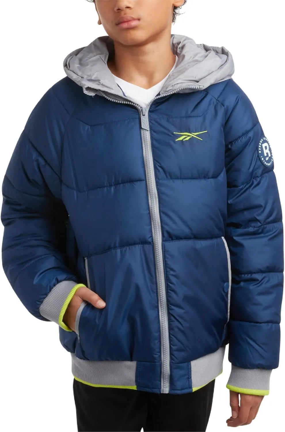 Reebok Boys' Winter Coat - Heavyweight Full Zip Up Quilted Puffer Snow Parka - Weather Resistant Ski Jacket for Boys (8-20)