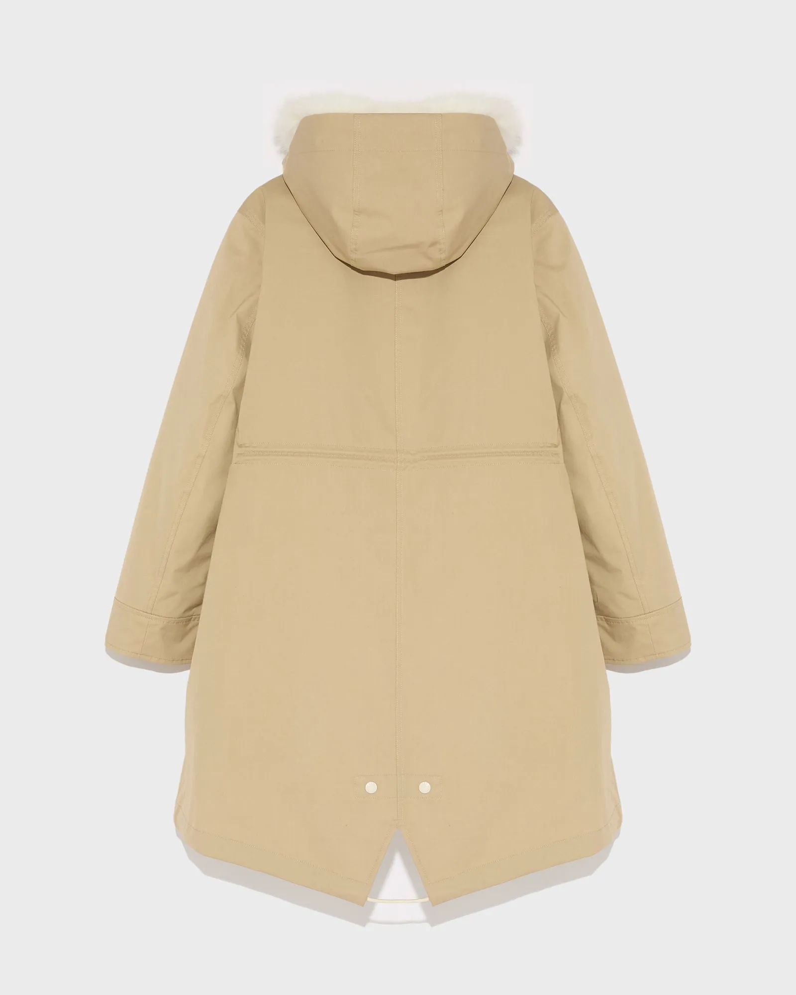 Regular parka in waterproof cotton blend with fox and rabbit fur