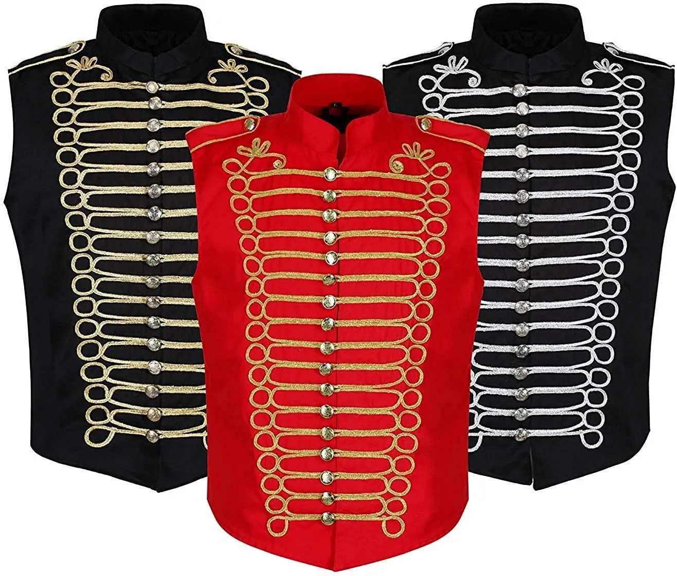 Ro Rox Steampunk Napoleon Sleeveless Military Drummer Parade Jackets for Themed Parties, Cosplay Events, Halloween