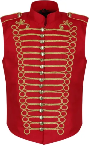 Ro Rox Steampunk Napoleon Sleeveless Military Drummer Parade Jackets for Themed Parties, Cosplay Events, Halloween