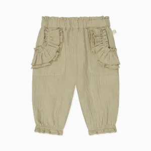 Sage Muslin Frilled Pants