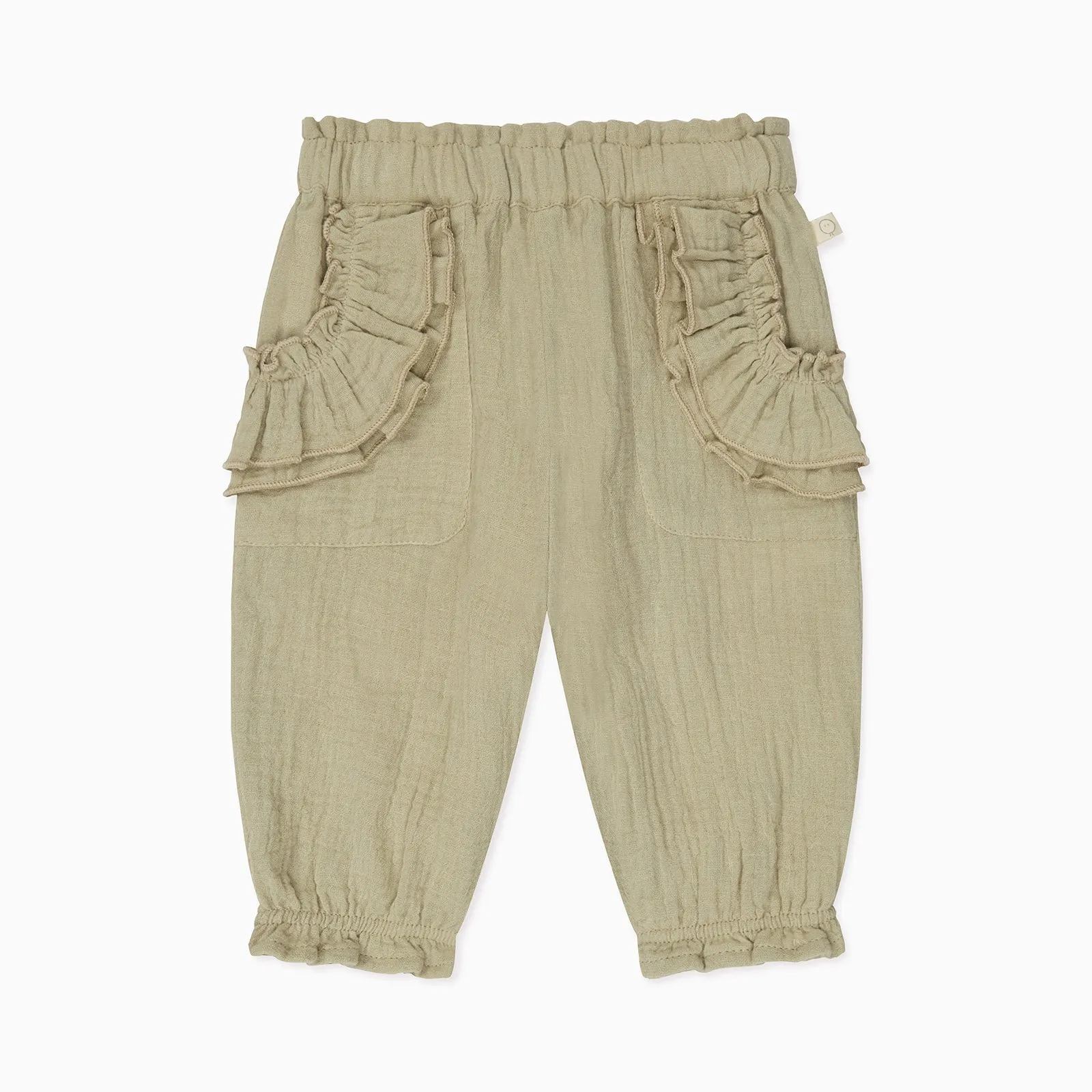 Sage Muslin Frilled Pants