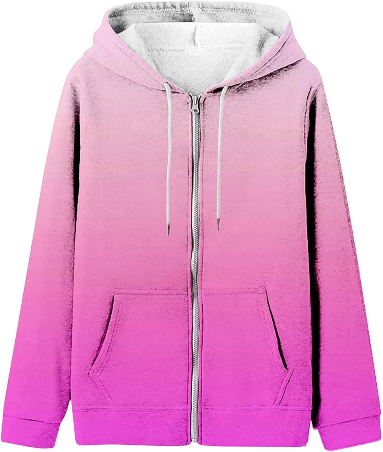 SAMST Women's Oversized Zip Up Hoodies Sweatshirts Y2K Clothes Teen Girl Fall Casual Drawstring Jackets with Pockets
