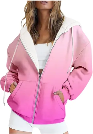SAMST Women's Oversized Zip Up Hoodies Sweatshirts Y2K Clothes Teen Girl Fall Casual Drawstring Jackets with Pockets