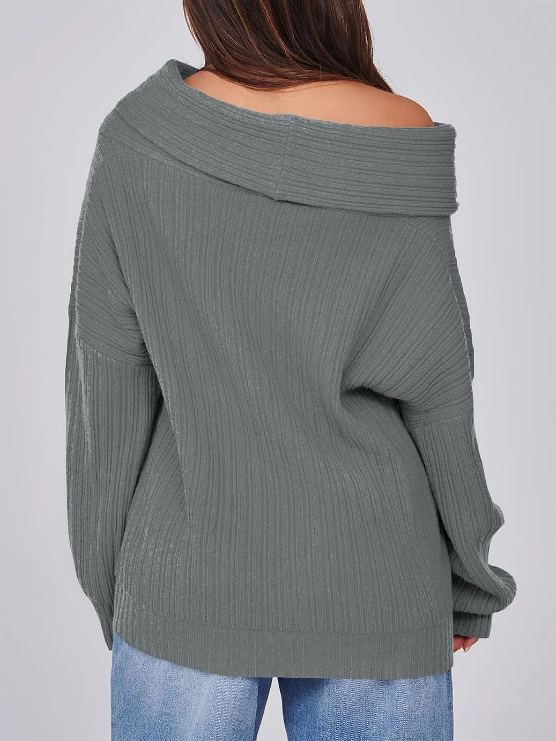 Saodimallsu Womens Off The Shoulder Sweater Top Oversized 2024 Fall Batwing Boat Neck Knit Sexy Casual Pullover