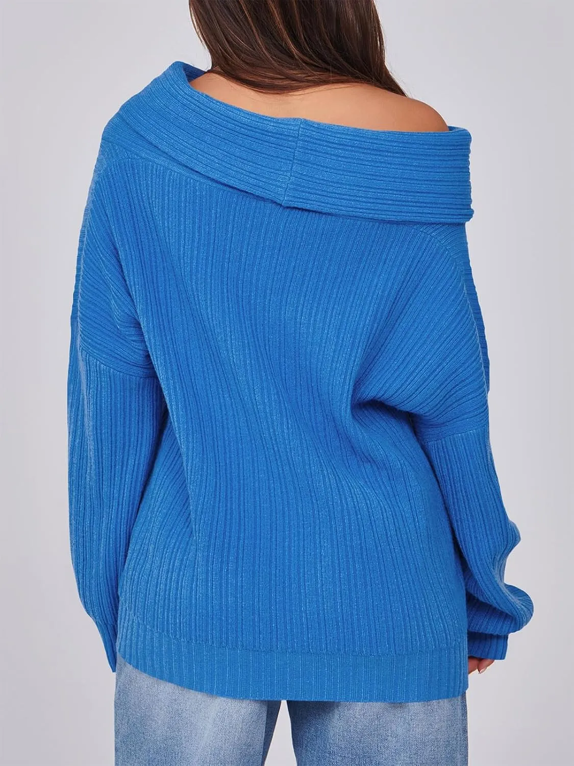 Saodimallsu Womens Off The Shoulder Sweater Top Oversized 2024 Fall Batwing Boat Neck Knit Sexy Casual Pullover