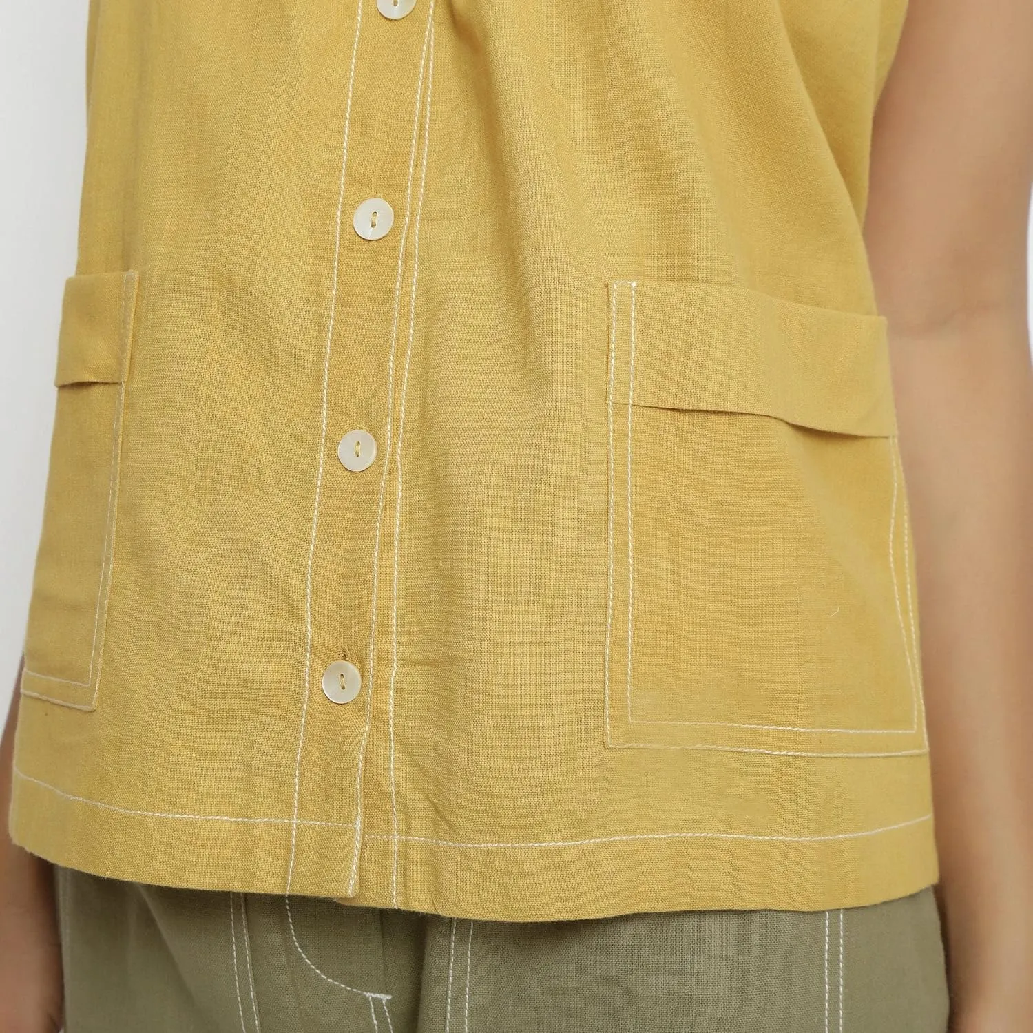 SeamsFriendly Patch Pocket Vegetable Dyed Handspun Cotton Camisole Top for Women