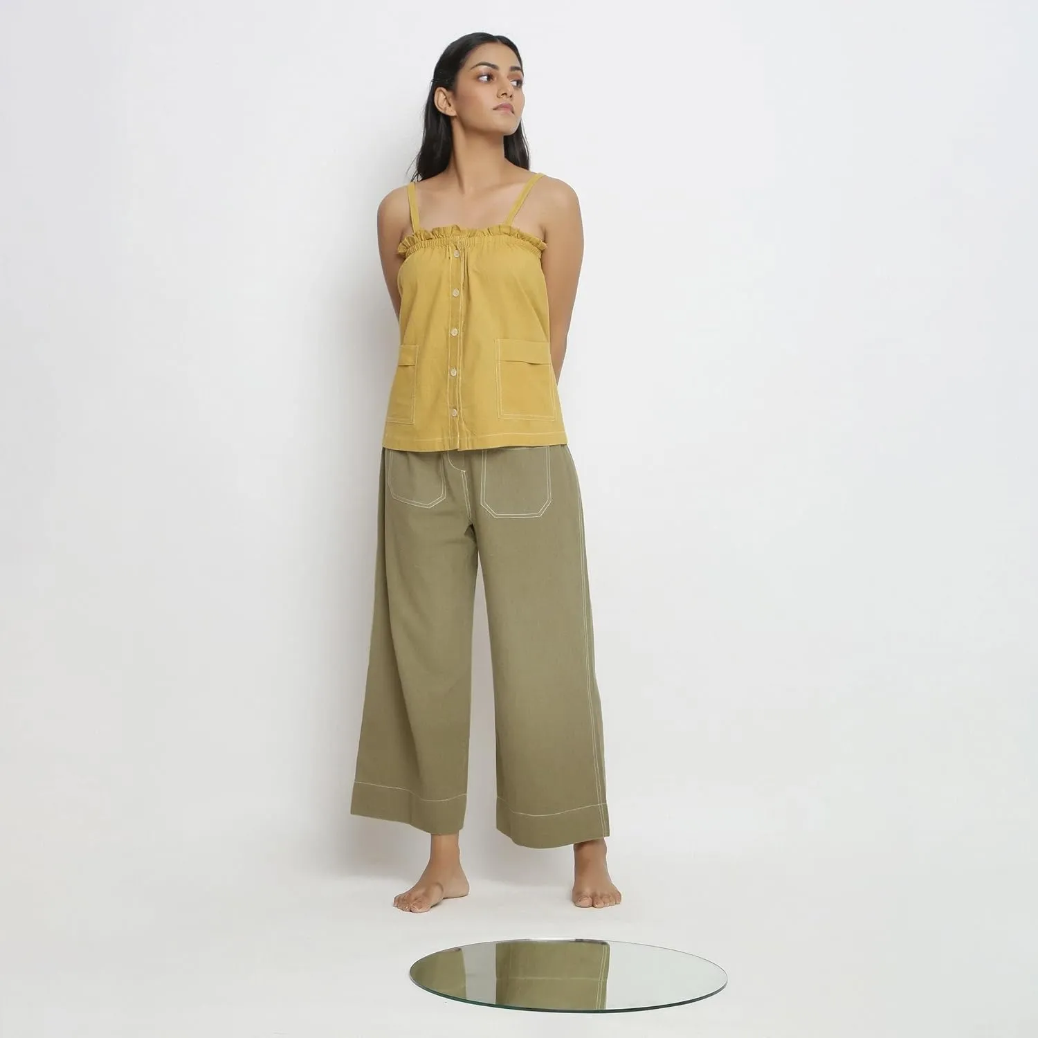 SeamsFriendly Patch Pocket Vegetable Dyed Handspun Cotton Camisole Top for Women