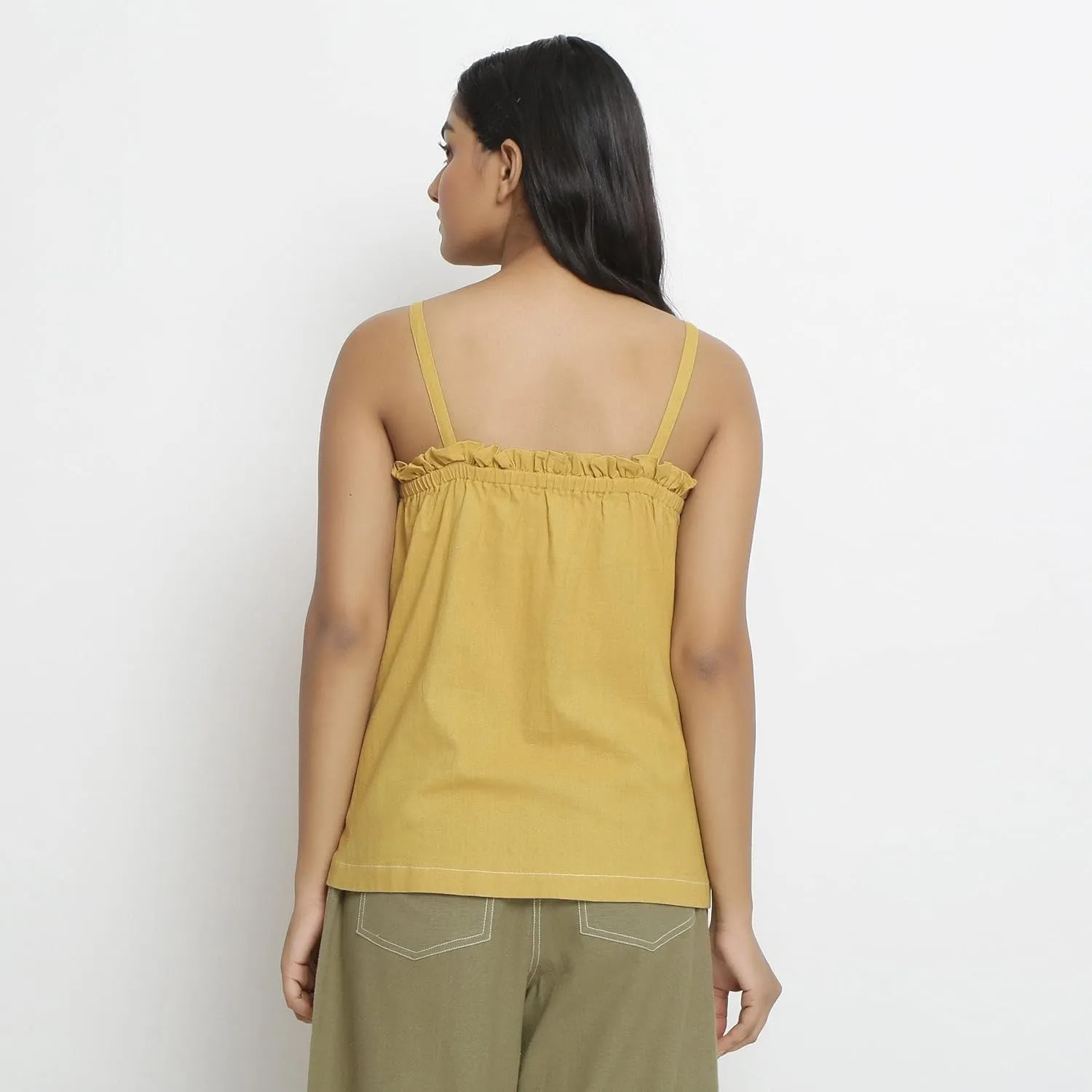 SeamsFriendly Patch Pocket Vegetable Dyed Handspun Cotton Camisole Top for Women