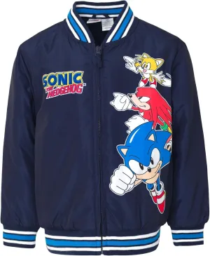 SEGA Sonic the Hedgehog Zip Up Varsity Bomber Jacket Little Kid to Big Kid Sizes (4-14-16)
