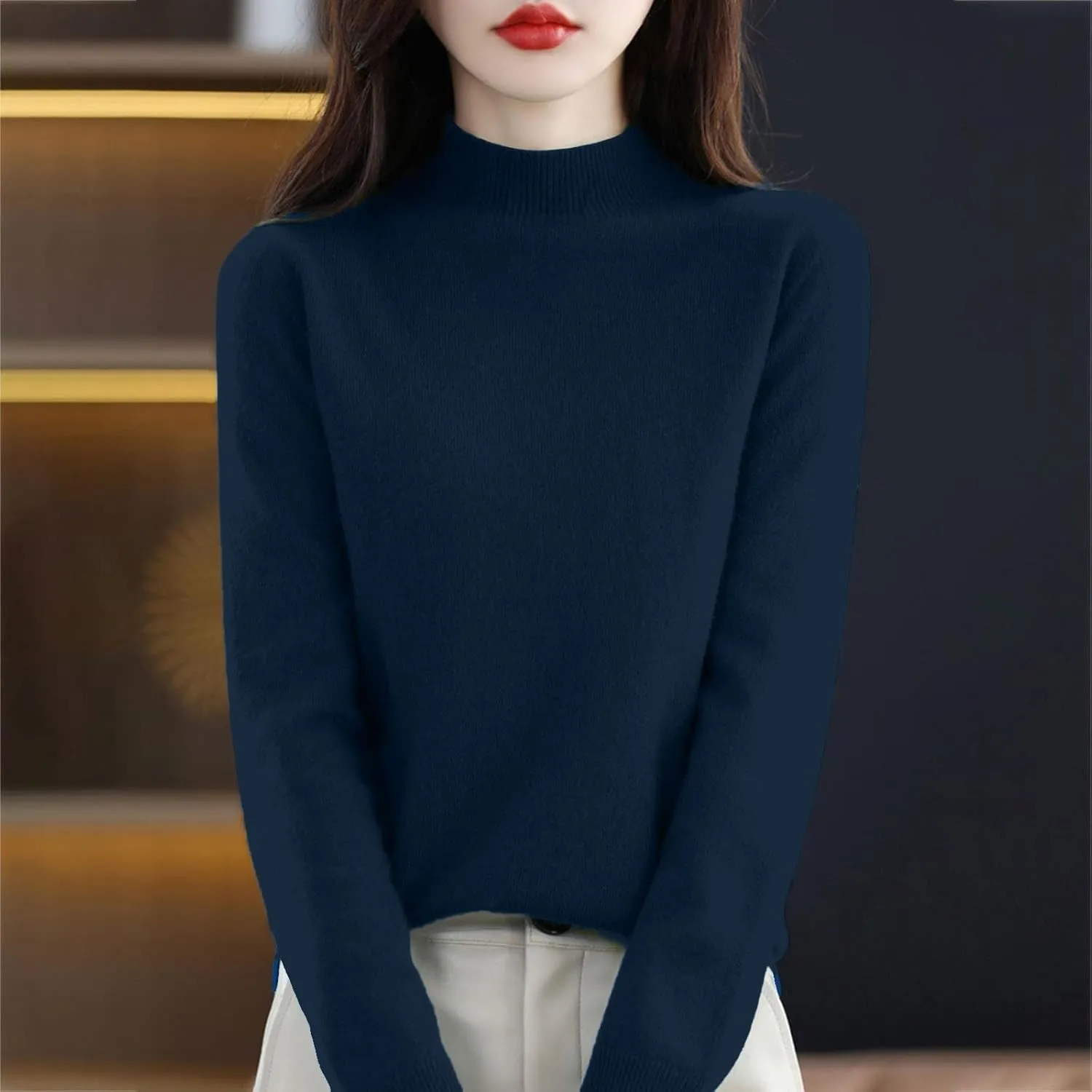 SERYU Cashmere Sweaters for Women Half Turtleneck Long Sleeve Jumper Knitted Pullover Warm Cashmere Sweater Tops
