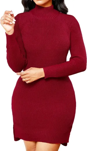 sexycherry Sweater Dresses for Women Casual Sexy Off Shoulder Long Sleeve Knit Pullover Winter Pullover Dress