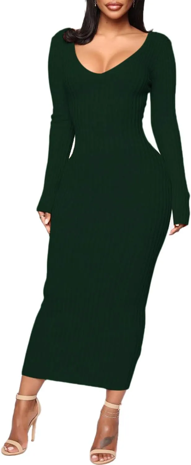 SheKiss Womens Off Shoulder Plus Size Work Business Sweater Dresses Long Sleeves Bodycon Cardigans Outfits