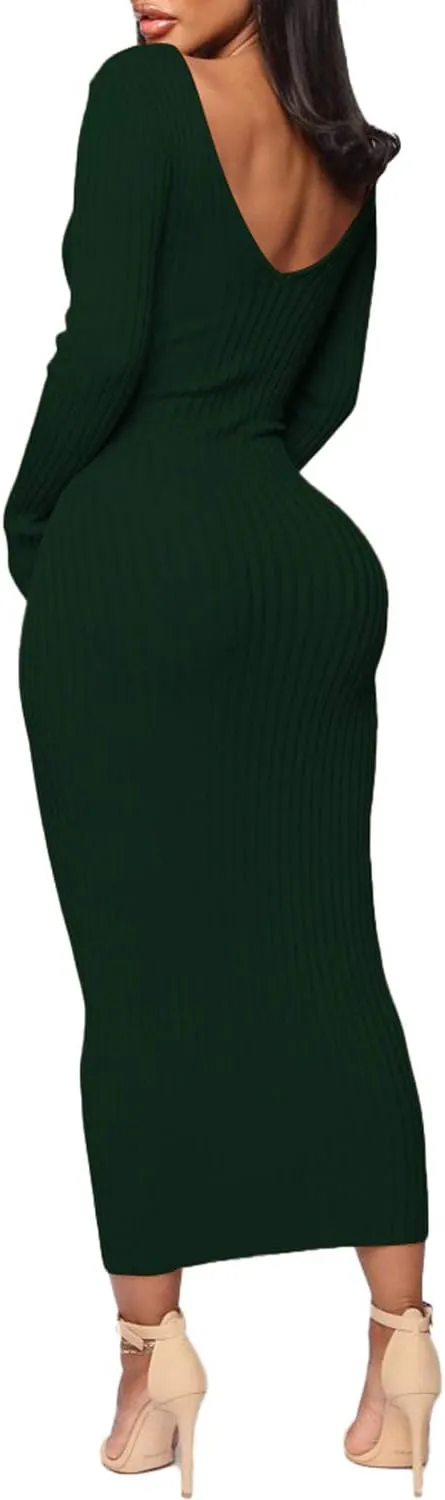 SheKiss Womens Off Shoulder Plus Size Work Business Sweater Dresses Long Sleeves Bodycon Cardigans Outfits