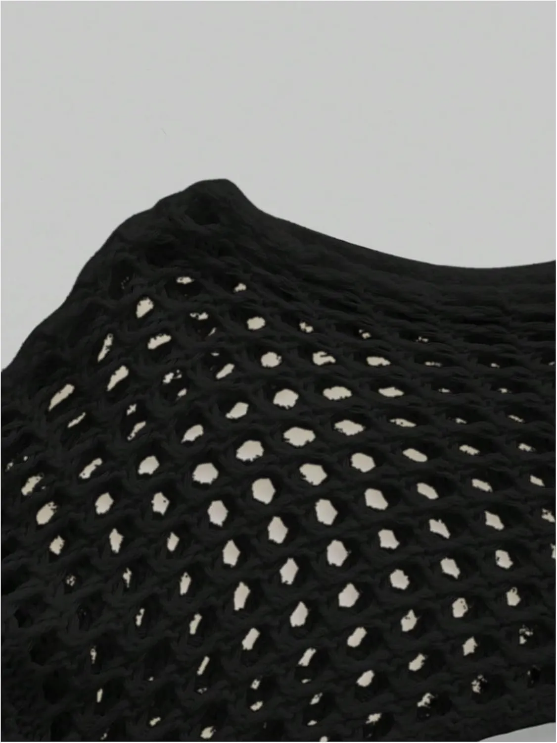 SHENHE Women's Crochet Hollow Out Y2k Long Sleeve Cropped Knit Sweater Top
