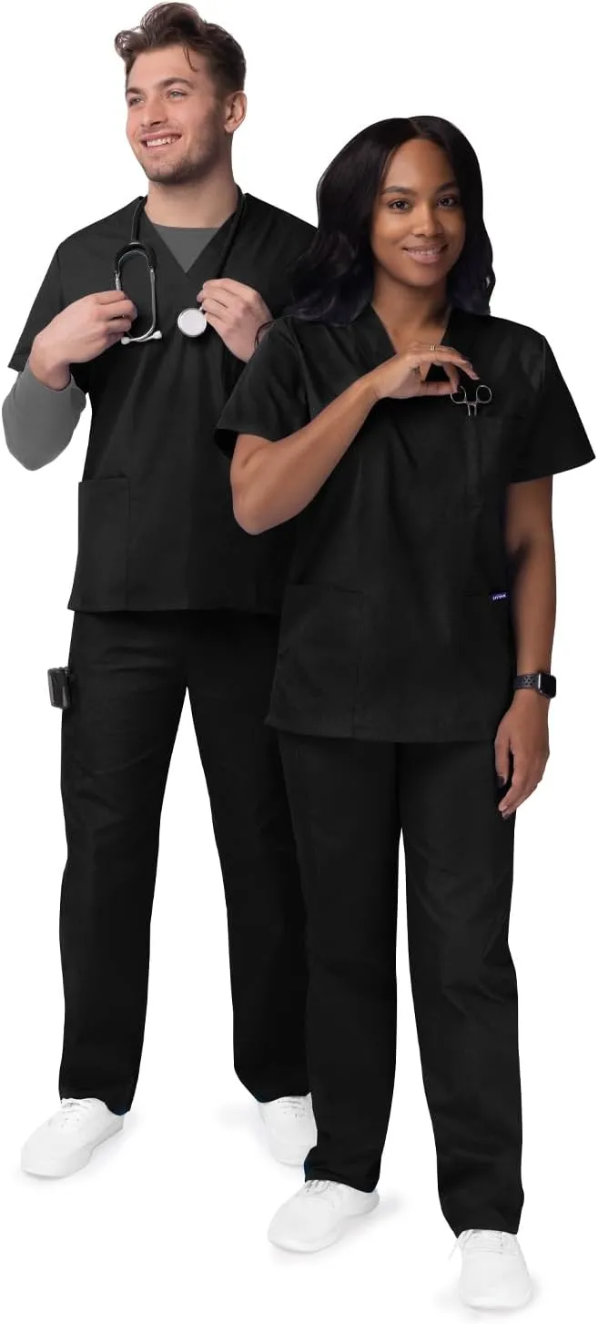 Sivvan Unisex Scrubs - Classic V-Neck Top & Drawstring Pants Scrub Set