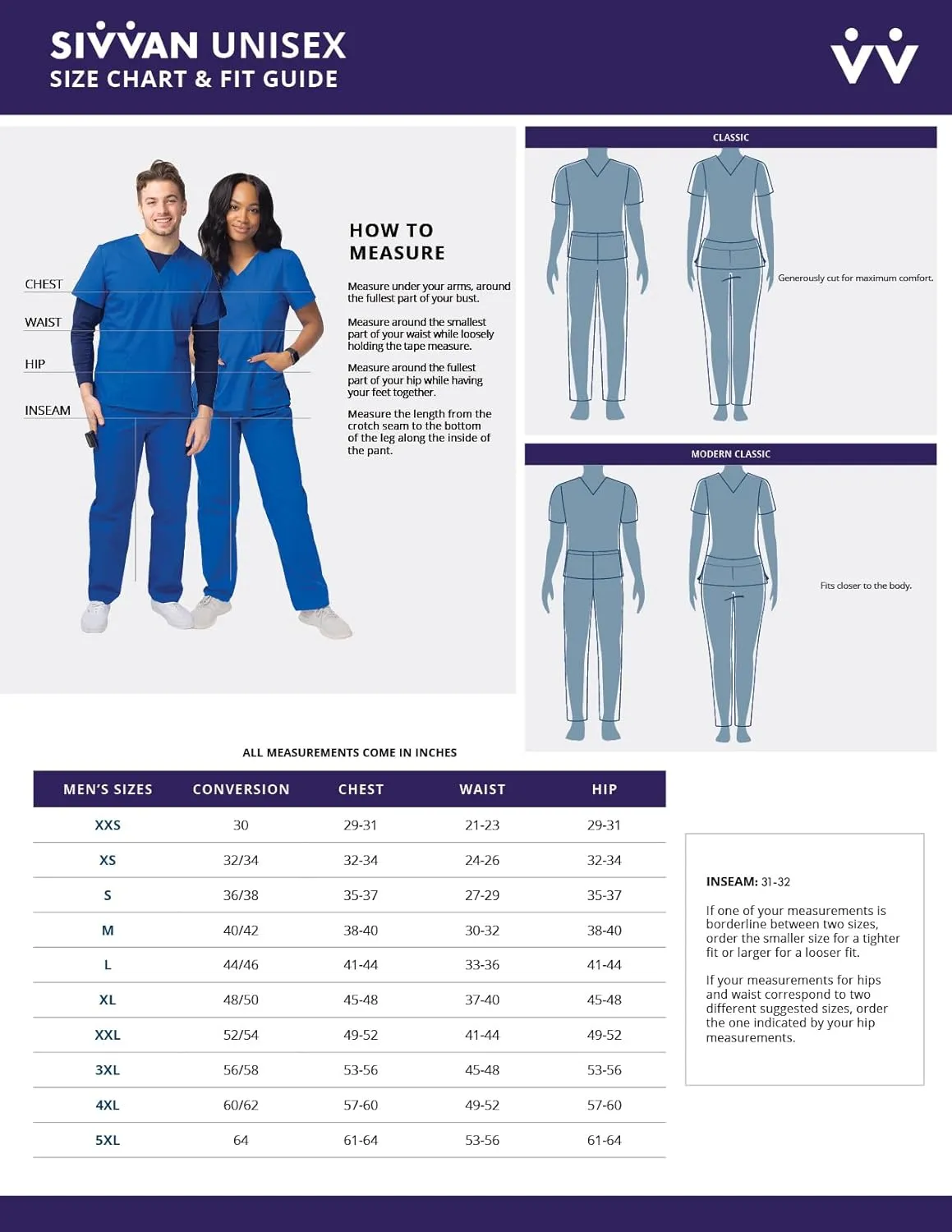 Sivvan Unisex Scrubs - Classic V-Neck Top & Drawstring Pants Scrub Set