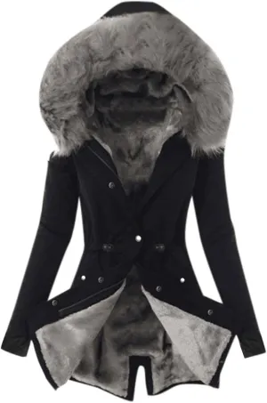 SMIDOW Winter Coats For Women 2023 Parkas Fuzzy Fleece Lined Jackets Cold Weather Thicken Warm Puffer Coat With Faux Fur Hood