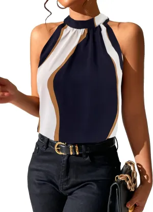 SOLY HUX Women's Striped Halter Tops Summer Dressy Sleeveless Tank Top Blouses