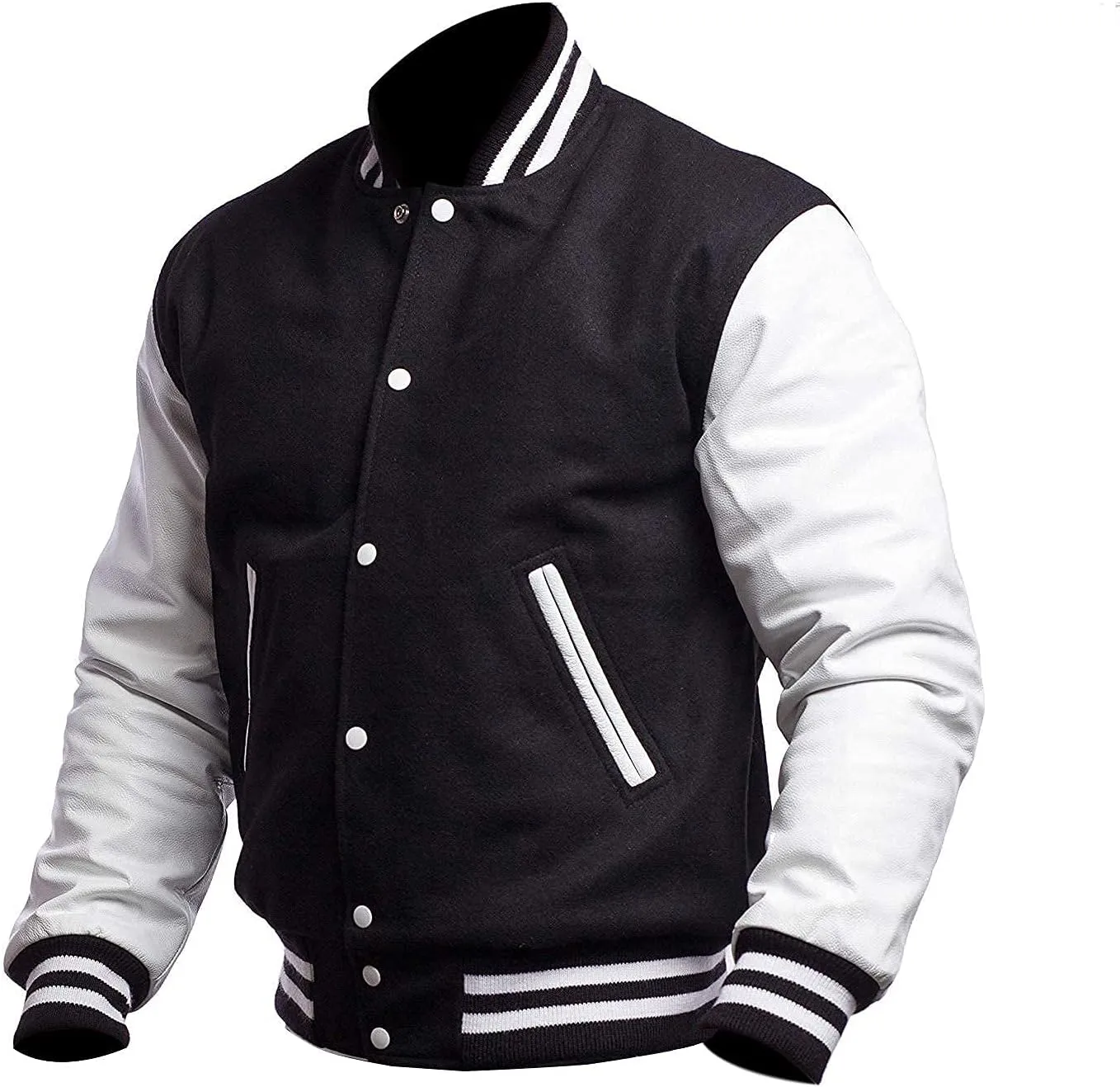 SpazeUp Letterman Jacket Men College Baseball Bomber Jacket | Wool   Faux Leather Letterman Jacket Men