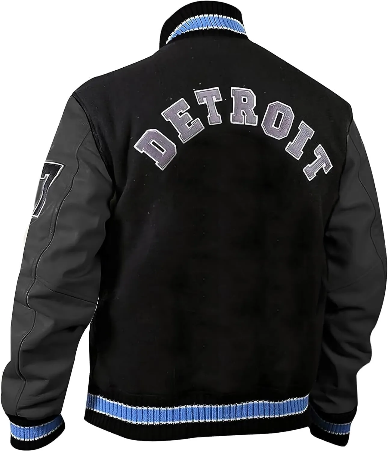 SpazeUp Mens Letterman Varsity Jacket - Black Grey Baseball Bomber Jacket for Men