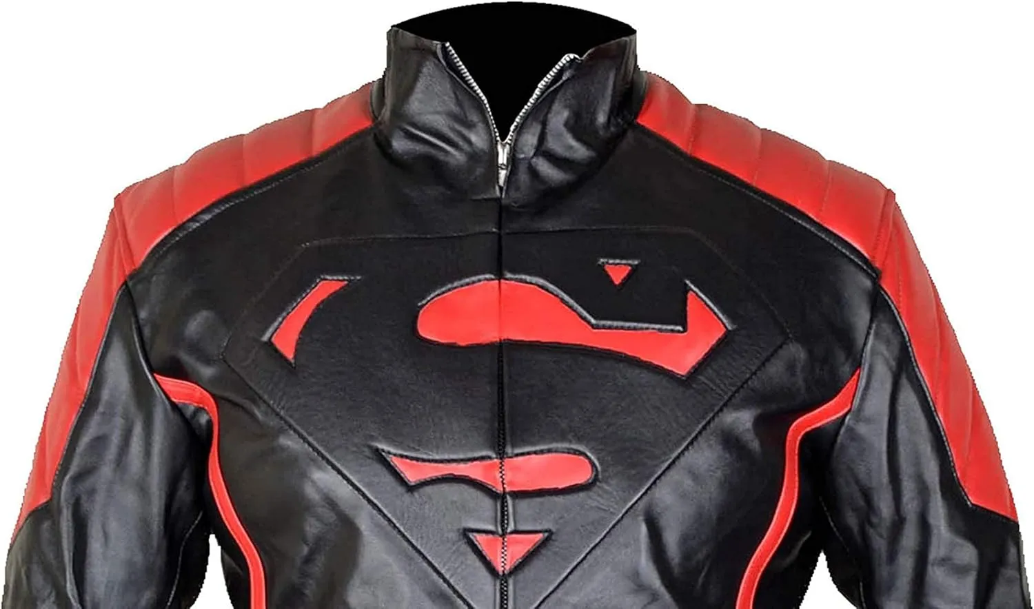 SpazeUp Motorcycle Jacket Mens - Red Black Faux Leather Jackets for Men - Super Costume Collection