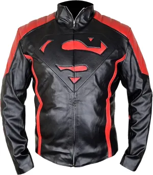 SpazeUp Motorcycle Jacket Mens - Red Black Faux Leather Jackets for Men - Super Costume Collection