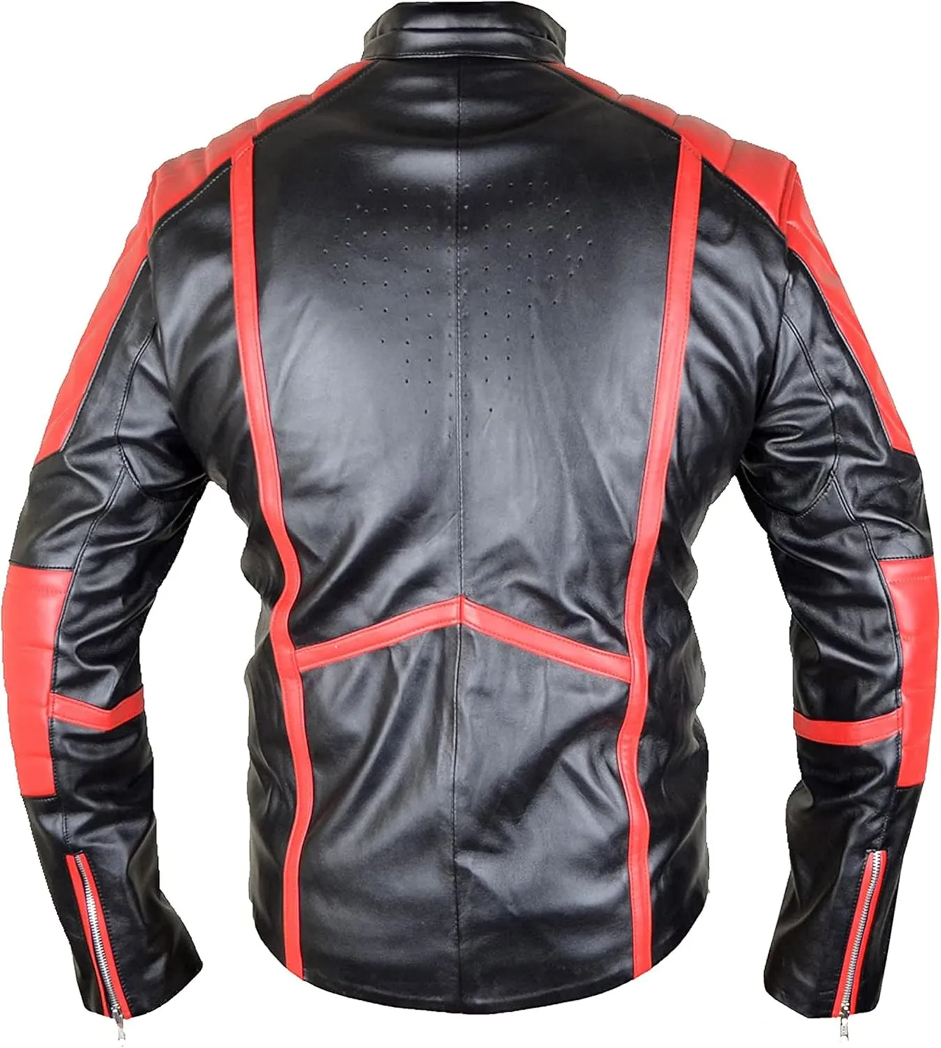 SpazeUp Motorcycle Jacket Mens - Red Black Faux Leather Jackets for Men - Super Costume Collection