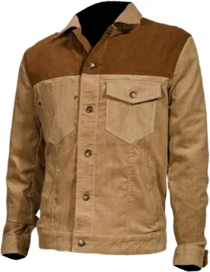 SpazeUp Suede Jacket Mens - Suede Trucker Coat Men - Fur Collar Brown Suede Leather Jackets Men
