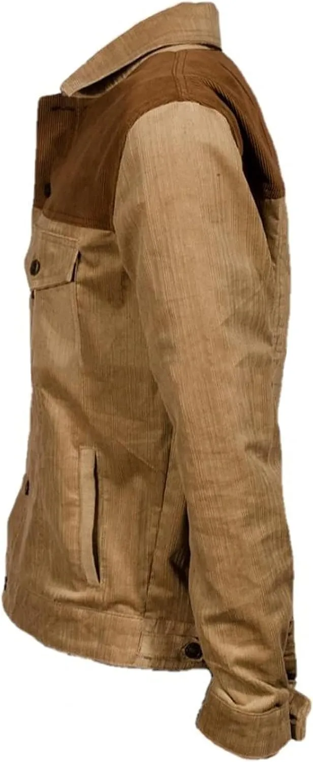 SpazeUp Suede Jacket Mens - Suede Trucker Coat Men - Fur Collar Brown Suede Leather Jackets Men
